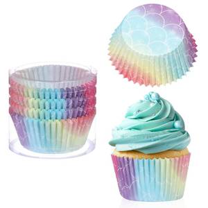 lot 20013 image: Glavatrix Mermaid Cupcake Liners 100PCS Colorful Fish Scales Muffin Liners Standard Baking Cups Cupcake Wrappers for Under The Sea Baby Shower Birthday Party Little Mermaid Ocean Theme Cake Decor