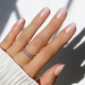 lot 20014 image: Glamnetic Press On Nails - Crystal Glaze  Glazed Short Oval Nude Fake Nails with Ombr�, Salon Quality Neutral Nails  15 Sizes - 30 Nail Kit with Glue