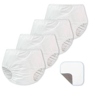 lot 20015 image: EZ Moms 4 Packs Soft Baby Diaper Covers for Girls Plastic Pants Reusable Swim Diaper Cover Portable Rubber Pants for Toddlers with Baby Washable Wipes Boys and Girls 5T Rubber Underwear for Toddlers