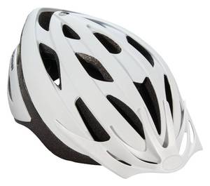 lot 20023 image: Schwinn Thrasher Helmet for Adults, White, Size 58-62 cm for Riders Ages 14, Lightweight Microshell, Adjustable Dial and Straps, Interior Padding, 20 Air Vents, Removable Visor, Adult Bike Helmet