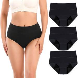 lot 20024 image: Molasus Incontinence Underwear for Women High Absorbency Period Leakproof Cotton Underwear Heavy Flow Menstrual Protective Plus Size Panties Bladder Control Briefs 3 Pack,Black,XX-Large