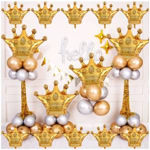 lot 20026 image: 16Pcs Crown Balloons, Large Gold Crown Mylar Foil Balloon for Birthday Wedding Baby Shower Decorations