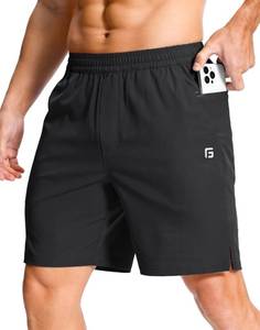 lot 20039 image: GGJ Mens Lightweight Athletic Shorts with 2 Zipper Pockets 7 Gym Workout Running Quick Dry Tennis Basketball Shorts for Men Black XXL