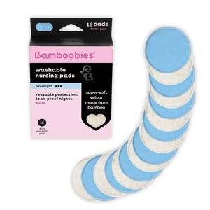 lot 20048 image: Bamboobies Overnight Nursing Pads, Ultra-Soft Velour, Reusable and Washable for Nightly Use, Leak-Proof Pads for Breastfeeding, 16 Pads