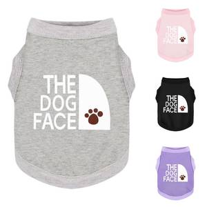lot 20051 image: Personality Canine Attire Soft, Lightweight Cotton Dog Clothes with The Dog Face Print. Small and Medium Breeds, Perfect for Everyday Wear, Comfortable and Breathable Dog Shirt Grey L