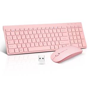 lot 20053 image: Wireless Keyboard and Mouse Combo, Compact Quiet Wireless Keyboard and Mouse Set 2.4G Ultra-Thin Sleek Design for Windows, Computer, Desktop, PC, Notebook, Laptop-Sakura Pink
