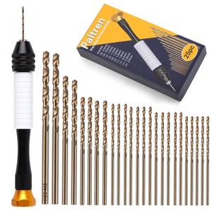 lot 20058 image: Pin Vise Hand Drill Set with 25 Micro Drill Bits (0.6-2.5mm), Precision Hobby Drill for Miniatures, Model Making, Jewelry Repair, Polymer Clay and Resin