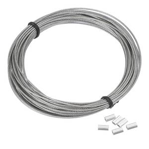 lot 20076 image: PATIKIL 132 Wire Rope, 33 ft 304 Stainless Steel Wire Cable Black Vinyl Coated with 20pcs M1 Crimping Sleeves, Clear
