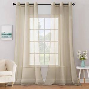 lot 20078 image: MIULEE Solid Color Sheer Curtains 84 Inches Long 2 Panels Set - Elegant Lightweight Grommet Light Filtering Window Voile PanelsDrapesTreatment for Bedroom Living Room W42 x L84 Inch, Beige