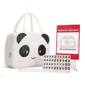 lot 20082 image: drizzle Travel Mini American Mahjong Set - 166 White Tiles Includes Jokers 0.8 White Melamine Material - with Racks Instructions and Panda Bag 2.20 Pounds