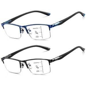 lot 20095 image: CARA Ultra Lightweight Progressive Multifocus Reading Glasses Men, Metal Frame Flexible TR90 Bi-color Temples with Blue LightUV400 Protection Multifocal Computer Readers(BlackBlue, 2.00)