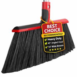 lot 20096 image: Heavy Duty Angle Broom with 58�� Long Handle, 14�� Wide Stiff Bristles for Indoor & Outdoor Sweeping, Garage, Patio, Deck, Concrete & Debris Removal
