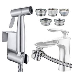 lot 20098 image: Sink Sprayer Hose Attachment for Faucet, Faucet Head Replacement with 5 Adapters, 59 Hose and Holder - for Feminine Hygiene, Baby Diaper Cleaning & Pet Bathing