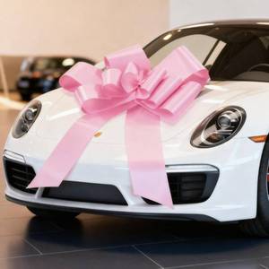 lot 20101 image: GYDbow 30 Inch Giant pink Car Bow Extra Large Pull Bow for New Car Gift, Graduation, Birthday Surprise, Big Pink Bow Accessories for Vehicle Decor