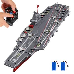 lot 20121 image: RC Boats for Kids 8-12, 16-inch Warship Battleship Aircraft Carrier with 2 Rechargeable Batteries, 15mph High Speed Remote Control Military Ship for Pool & Lake, Exhibits Model Gift for Boys