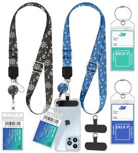 lot 20478 image: 2-in-1 Cruise Lanyard Phone Holder, Crossbody Around Neck Ship Cards Cellphone Lanyards with Retractable Reel Waterproof Key Card Holder Luggage Tags for Carnival Royal Caribbean 2 Pack,Rudder