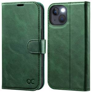 lot 20479 image: OCASE Compatible with iPhone 13 Wallet Case, PU Leather Flip Folio Case with Card Holders RFID Blocking Kickstand Shockproof TPU Inner Shell Phone Cover 6.1 Inch 2021 (Blackish Green)