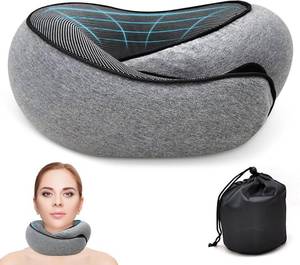 lot 20484 image: KITVEAURA Travel Neck Pillow for Airplanes �� 100% Memory Foam, 360° Head Support, Breathable & Washable Cover, Compact for Travel, Car & Flights