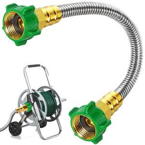 lot 20485 image: Female to Female Short Garden Leader Hose 1FT,Metal Hose Reel Connecting Hose,Stainless Steel Hose Connector for Hose Reel,Flexible,Kink-Free & No Leak Outdoor Water Pipe Extension Adapter