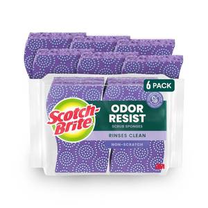 lot 20488 image: Scotch-Brite Odor Resist Non-Scratch Scrub Sponge, Dishwasher-Safe Kitchen Sponges that Resist Bacterial Odors, Multipurpose Dish Sponge for Gentle Cleaning, 6 Dish Sponges