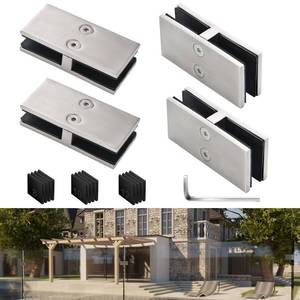 lot 20494 image: Railing Glass Clamps 4 Pack, Glass Balustrade Clamp for 516- 38-12Thinkness, 304 Stainless Steel Double Sided Railing Clip Holder for Pool Outdoor Fence Balcony Stair(Silve, 180 Degree-4pcs)