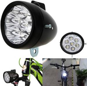 lot 20495 image: Vintage Retro Bicycle Bike Front Light Lamp 7 LED Fixie Headlight with Bracket (Black)