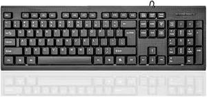 lot 5671 image: Guiheng Wired Computer Keyboard, Plug Play USB, Large Number Pad, LED Indicators��Ergonomic, Foldable Stands,Anti-Wear Letters Full Size Keyboard,for Windows Mac PC Laptop-Black