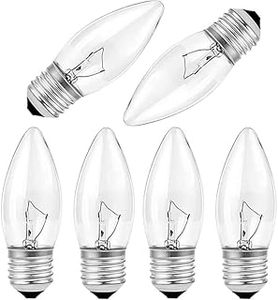 lot 12417 image: RKOZCSTA Incandescent Torpedo Tip Chandelier Bulbs - 25W Equivalent Dimmable Candle Bulbs, Warm White 2700K, E26 Medium Base, 120V, Vintage Filament Style, 6-Pack