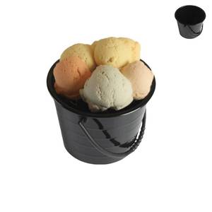 lot 12441 image: KKpxafl 20 PCS Plastic Dessert Cups with Handle, 5.7 oz Mini Bucket Ice Cream Cup for Birthday Party Supplies,Reusable Bucket Ice Cream Cup (Black)