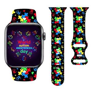 lot 12444 image: Autism Awareness Watch Band Compatible with Apple Watch 38mm 40mm 41mm 42mm 44mm 45mm 49mm Silicone Wristbands Replacement Strap for IWatch Series 7 6 5 4 3 2 1 SE Women Men Unisex Gifts(42mm44mm49mm)