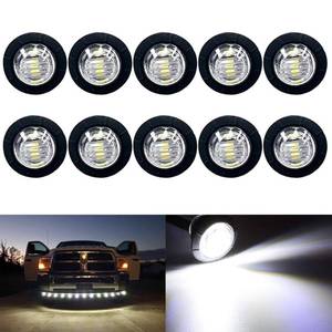 lot 12446 image: KEING 10 Pack Sealed Waterproof Mini Round 34 Inch White LED Marker lights Signal Light 12V for Trailer Truck Bus Pickup Van ATV RV Lorry Caravan, 5 Years Warranty