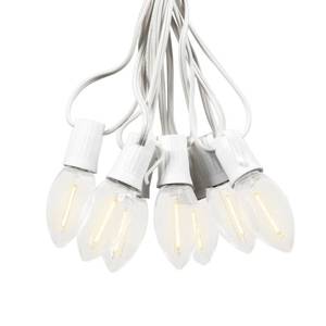 lot 1105 image: Novelty Lights 25 Ft Vintage LED C9 Warm White Transparent Christmas String Lights �� 25 Shatterproof Plastic Bulbs, 12 Spacing White Wire, Classic Filament Glow, Indoor Outdoor Holiday Lighting