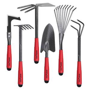 lot 1108 image: FLORA GUARD 6-Piece Garden Tool Set, Heavy Duty Gardening Hand Tools,Includes Trowel, Rake, 2-in-1 Hoe & Crack Weeder, Durable Yard Gardening Tools, Ideal Gardening Gift for Men & Women