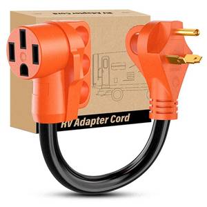 lot 1113 image: Nilight - 50032R 18 inch 30 Amp to 50 Amp RV Plug Adapter Heavy Duty Dogbone Electrical Adapter with Handle 30A Male to 50A Female Cord Adapter 125V3750W,2 Years Warranty