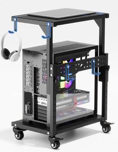 lot 1114 image: ZUAVIALA Computer Tower Stand, 6 Level Height Ajustable PC Tower Stand for Floor, Mobile Rolling CPU Holder Cart for Gaming Office Home,21.34-28.3, Black