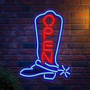 lot 1122 image: Cowgirl Boots Store Neon Sign For Business Wall Decor, Usb Powered Neon Dimmable Lights For Game Room Office Bar Pub Club Man Cave Decoration Art Aesthetic Shop Window Welcome Sign��15.7 X 11.8 In��