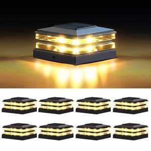 lot 1137 image: EXCMARK 4x4 Solar Post Cap Lights Outdoor Waterproof 8 Pack Fence Deck Post Lights with High-Brightness LEDs, Dual Light Modes Warm White & Cool White. (Classic Black, 8)
