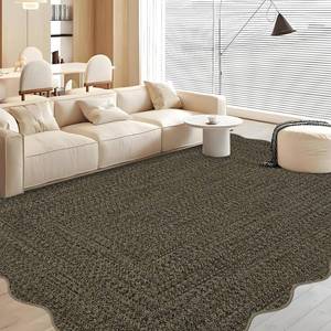 lot 1143 image: GarveeHome Printed Rugs with Braided Pattern on it, Scalloped Washable Rug 4x6 Entryway Rug Non Slip Living Room Area Rug Soft Non Shedding Low Pile Stain Resistant Carpet for Kitchen Bedroom Nursery