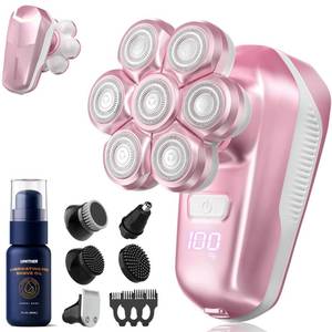 lot 1149 image: Electric Shaver for Women, Electric Razor with 7D Magnetic Shaver Heads, Wet Dry Waterproof Bald Head Trimmer Kit for Women & Men, Nose Ear Hair Trimmer, USB Rechargeable Clippers, Pink