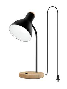 lot 1154 image: LALISU Metal Desk Lamp Table Lamp Reading Lights Arc Desk Lamps for Bedroom, Wood Base Bedside Lamp with Flexible Gooseneck for Study Room and Office (Wood BaseBlack)