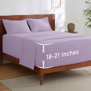 lot 1161 image: Bedsure Deep Pocket Queen Sheets Set - Fits Mattresses Up to 21 Inches Thick - 4 Piece GentleSoft Bed Sheets, Moisture Wicking, Soft & Cooling Bedsheet & Pillowcases, Easy & Secure Fit, Light Purple