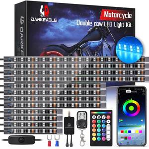 lot 1162 image: 12PCS Double Row Motorcycle RGB LED Light Kits with Brake Turn Signal, Super bright Underglow Light with APPRF Remote, Neon Accent Waterproof 12V for Sport Bike, Cruiser, Street & Off-Road Motorcycle