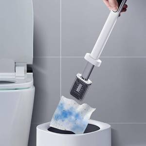 lot 1166 image: CBUCKS Disposable Toilet Brush �� Silicone Head, Hands-Free Wet Wipe Attachment, Easy & Mess-Free Cleaning