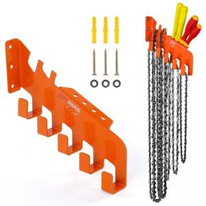 lot 2105 image: YARDMARIS Heavy-Duty Carbon Steel Chainsaw Chain Wall Mount with 5 Hooks