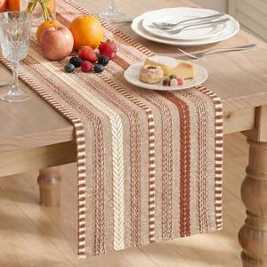 lot 2119 image: Artoid Mode Caramel Farmhouse Woven Table Runner, Seasonal Holiday Rustic Kitchen Dining Table Decoration for Home Party Decor 12x72 Inch