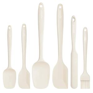 lot 2133 image: NileHome Silicone Spatula Set, 6 Pieces Food Grade Kitchen Utensils with Silicone Brush Heat Resistant Up to 600°F Dishwasher Safe BPA-Free Rubber Spatula for Scraping, Baking, Cooking, Mixing-Ivory