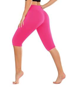 lot 2137 image: DHSO High Waisted Leggings for Women �� FullKnee Length Capri Tummy Control Buttery Soft Yoga Pants for Workout Athletic Light Pink Large-X-Large