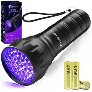 lot 2144 image: Black Light UV Light Flashlight, 21 LED 395nm Ultraviolet Blacklight Flashlight Mini Pet Urine Detector for DogCat, Dry Stains, Resin Curing, Matching with Pet Odor Eliminator(Batteries are Included)