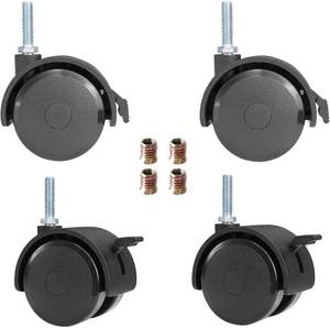 lot 2187 image: AAGUT 2 Inch Swivel Stem Casters with Locking Brakes for Furniture and Shelves,Threaded UNC 516-18x1 (Diameter 516, Length 1), Black Replacement Caster Set of 4