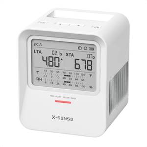 lot 2200 image: X-Sense Radon Detector, Audible & Visual Alerts, One-Touch Reset, Stores Up to 99 Local Reports, with Temperature & Humidity Range Display, Long-Term Accurate Monitoring Up to 999 Days, Model XR0B-SR